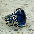 Men Handmade Oval Zircon Sapphire Gemstone Ring