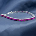 925 Silver Unisex Ruby Tennis Bracelet, Handmade Red Gemstone Tennis Bracelet