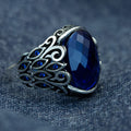 Men Handmade Oval Zircon Sapphire Gemstone Ring
