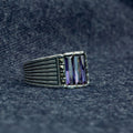 925 Men Sterling Silver Amethyst Gemstone Handmade Ring