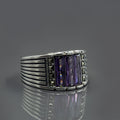925 Men Sterling Silver Amethyst Gemstone Handmade Ring
