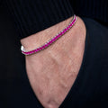 925 Silver Unisex Ruby Tennis Bracelet, Handmade Red Gemstone Tennis Bracelet