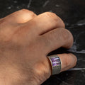 925 Men Sterling Silver Amethyst Gemstone Handmade Ring