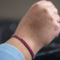 925 Silver Unisex Ruby Tennis Bracelet, Handmade Red Gemstone Tennis Bracelet