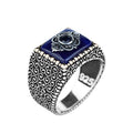 925 Sterling Silver Men Blue Sapphire Gemstone Ring