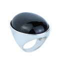 Silver Onyx Ring, Large Oval Signet Onyx Ring, Classic Onyx Gemstone Ring, Solid Silver Onyx Ring