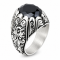 Silver Black Moissanite Ring for Men – Ottoman Style. 925