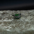 925 Men Sterling Silver Green Emerald Gemstone Ring