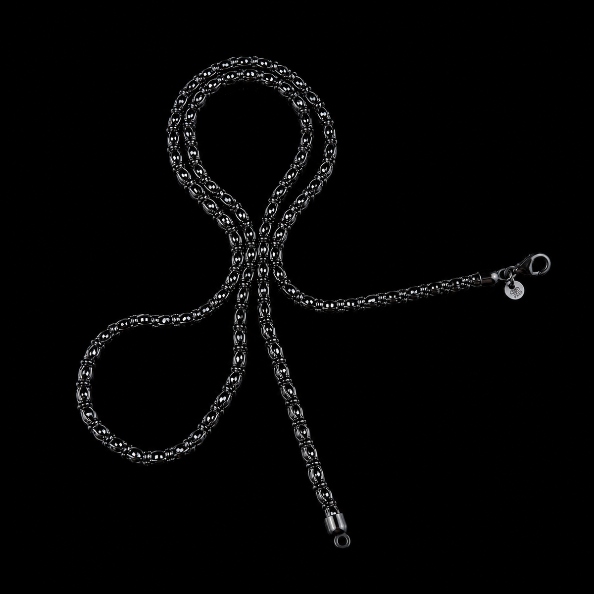925 Sterling Silver Black Onyx Bead Chain Necklace for Men