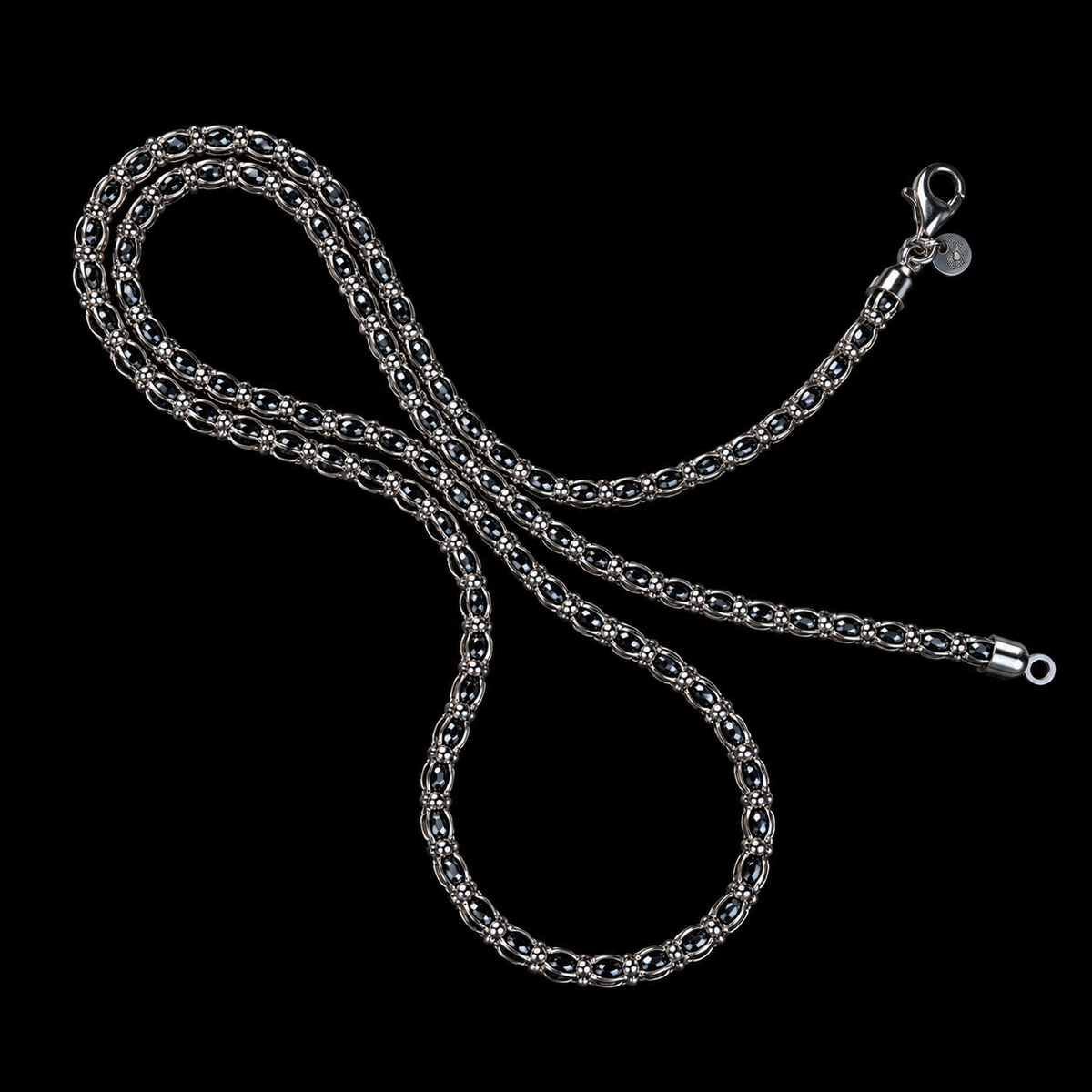 925 Sterling Silver Black Onyx Chain Necklace for Men