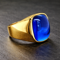 Men Gold Sapphire Gemstone Signet Ring