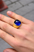 Men Gold Sapphire Gemstone Signet Ring