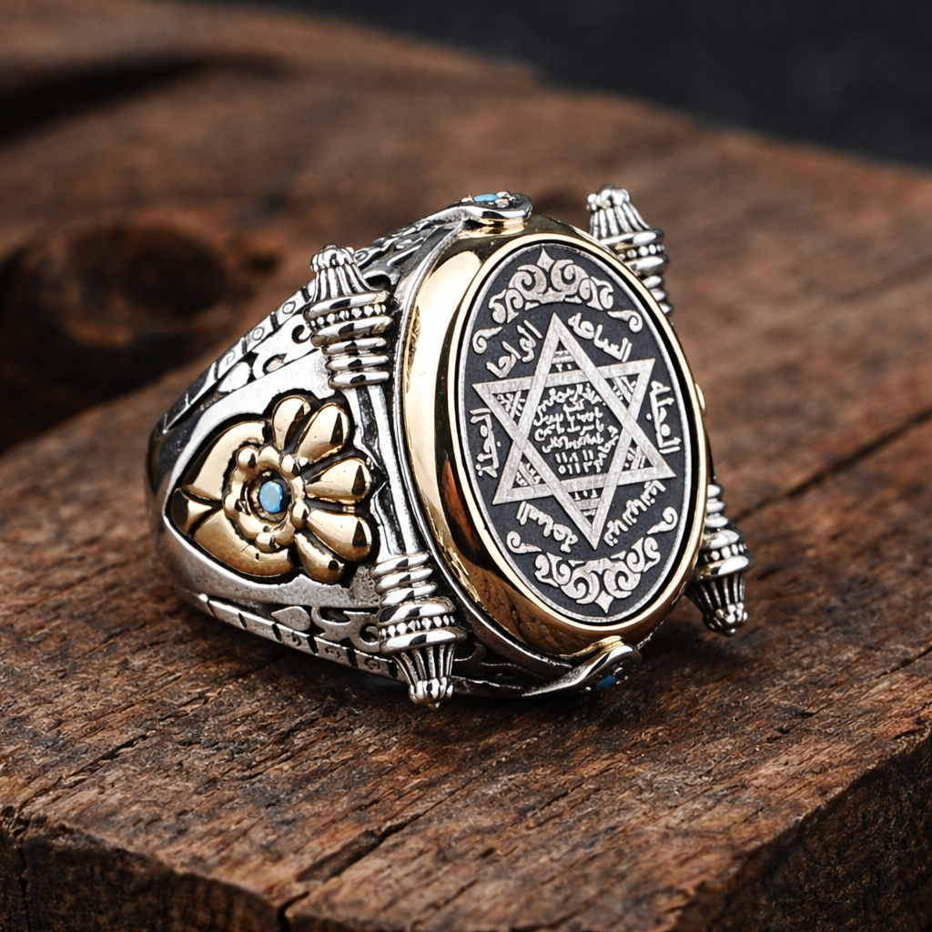 925 Sterling Silver King Solomon Signet Ring