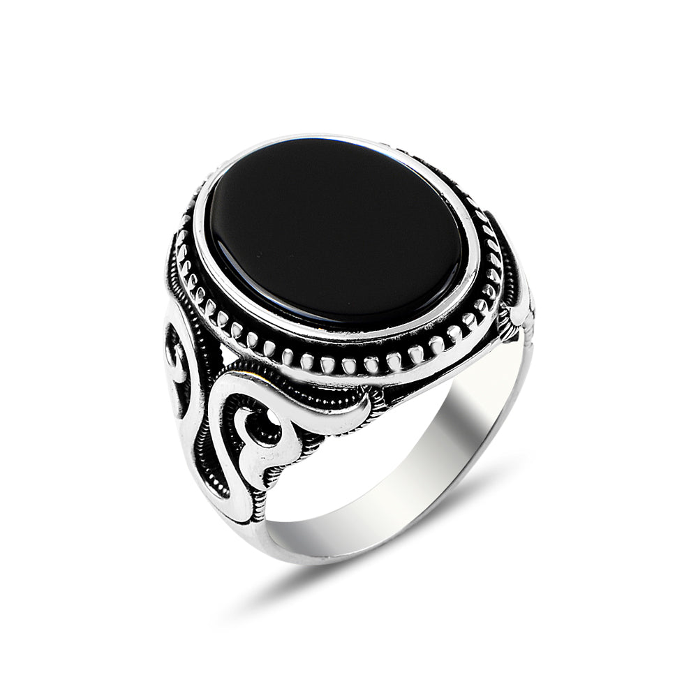 Anillo Hombre Plata Hecho a Mano Piedra Onix