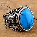 Anillo Hombre Plata Hecho A Mano Turquesa
