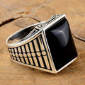 Anillo Hombre Plata Piedra Onix Cuadrada