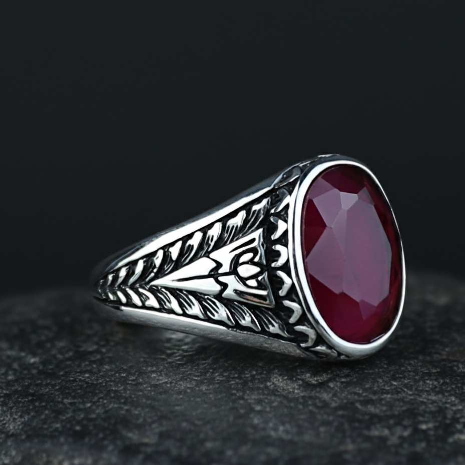 925 Men Handmade Natural Ruby Gemstone Handmade Ring