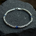 925 Solid Silver 4MM Blue Sapphire Gemstone Chain Bracelet