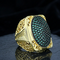 Men Handmade Gold Large Emerald Gemstone Ring