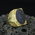 Men Handmade Gold Sapphire Gemstone Ottoman Style Ring