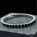 Men Silver 5MM Round Black Diamond Tennis Bracelet