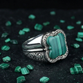 Men Handmade Malachite Gemstone Ottoman Style Ring