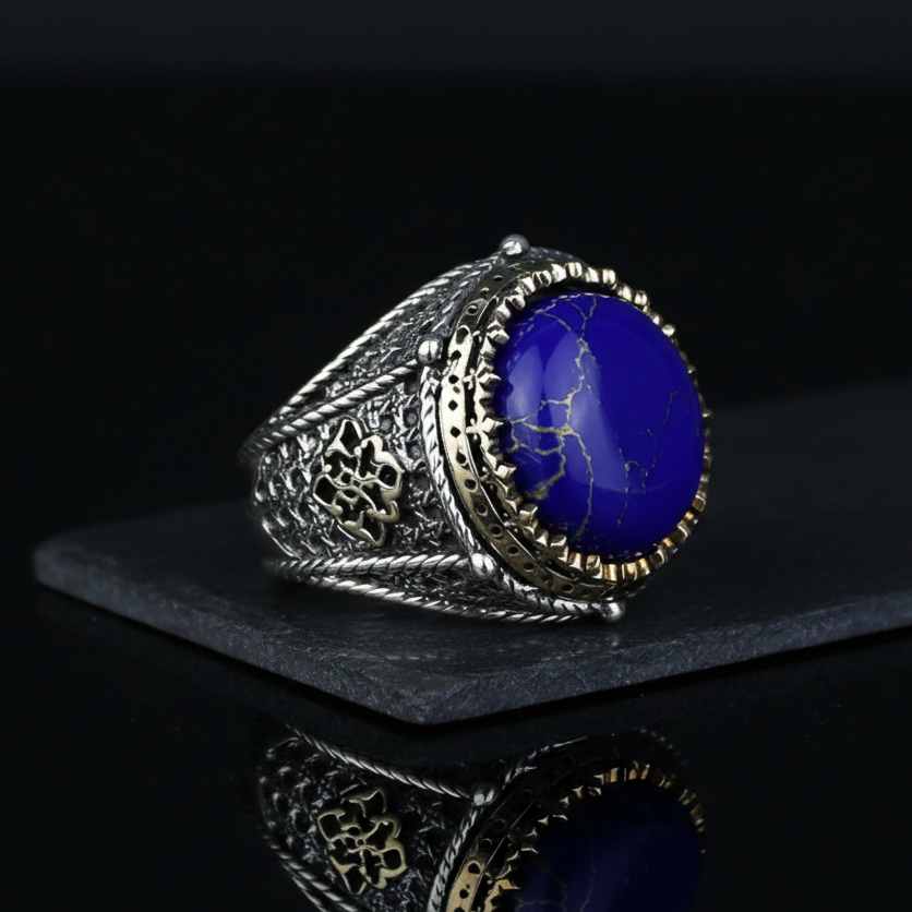 Men Handmade Natural Lapis Lazuli Ring