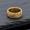 Silver Gold Plated Floral Hand Engraved Ring