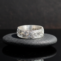 Silver Handmade Floral Engraved Wedding Band Ring