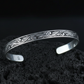925 Sterling Silver Handmade Engraved Cuff Bracelet