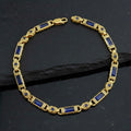 Men Handmade Gold Sapphire Gemstone Byzantine Chain Bracelet
