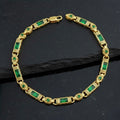 Men Handmade Gold Plated Emerald Gemstone Byzantine Link Bracelet