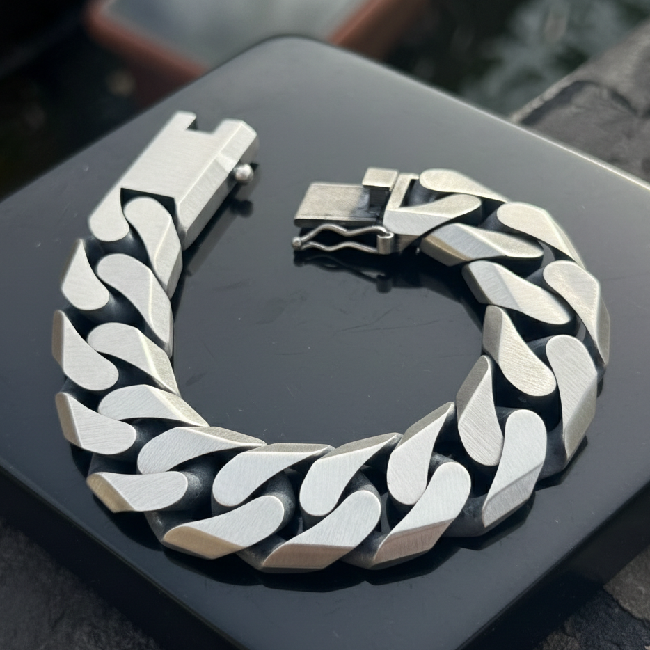 925 Solid Silver Men Cuban 20MM Heavy Chain Gourmet Bracelet