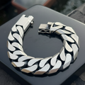Pulsera gourmet cubana de plata maciza 925 para hombre, cadena gruesa de 20 mm.