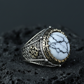 925 Sterling Silver Round Buffalo Turquoise Ottoman Style Ring