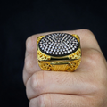 925 Silver Men Handmade Large Ice Out Moissanite Gold plated Ring