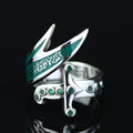 925 Sterling Silver Zulfiqar Sword Ring with Emerald Stone for Men