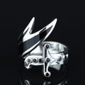 925 Sterling Silver Zulfiqar Sword Ring with Black Onyx for Men