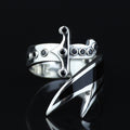 925 Sterling Silver Zulfiqar Sword Ring with Black Onyx for Men