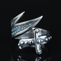 925 Sterling Silver Zulfiqar Sword Ring with Turquoise Stone