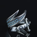 925 Sterling Silver Zulfiqar Sword Ring with Turquoise Stone