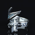 925 Sterling Silver Zulfiqar Sword Ring with Turquoise Stone