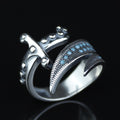 925 Sterling Silver Zulfiqar Sword Ring with Turquoise Stone