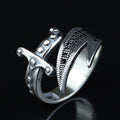 925 Sterling Silver Zulfiqar Sword Ring with Black Onyx for Men