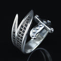 925 Sterling Silver Zulfiqar Sword Ring with Black Onyx for Men