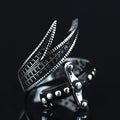 925 Sterling Silver Adjustable Zulfiqar Sword Ring with Black Onyx