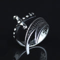 925 Sterling Silver Adjustable Zulfiqar Sword Ring with Black Onyx