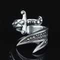 925 Sterling Silver Double Zulfiqar Sword Ring with Marcasite Stones