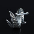 925 Sterling Silver Double Zulfiqar Sword Ring with Marcasite Stones