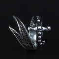 925 Sterling Silver Adjustable Zulfiqar Sword Ring with Black Onyx